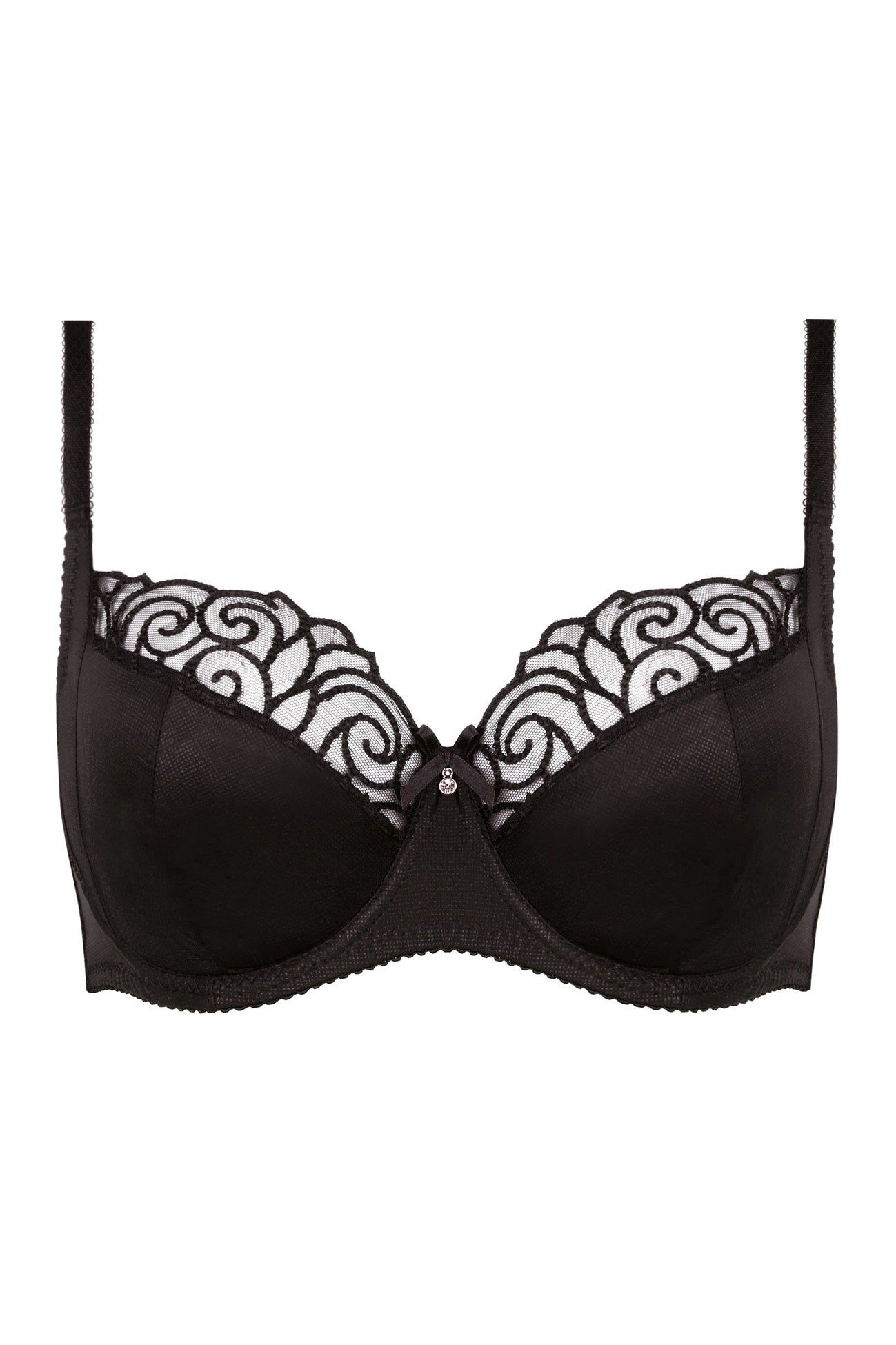Onyx black soft bra with embroidery (Discount Group B) | Gorteks | MySalvio