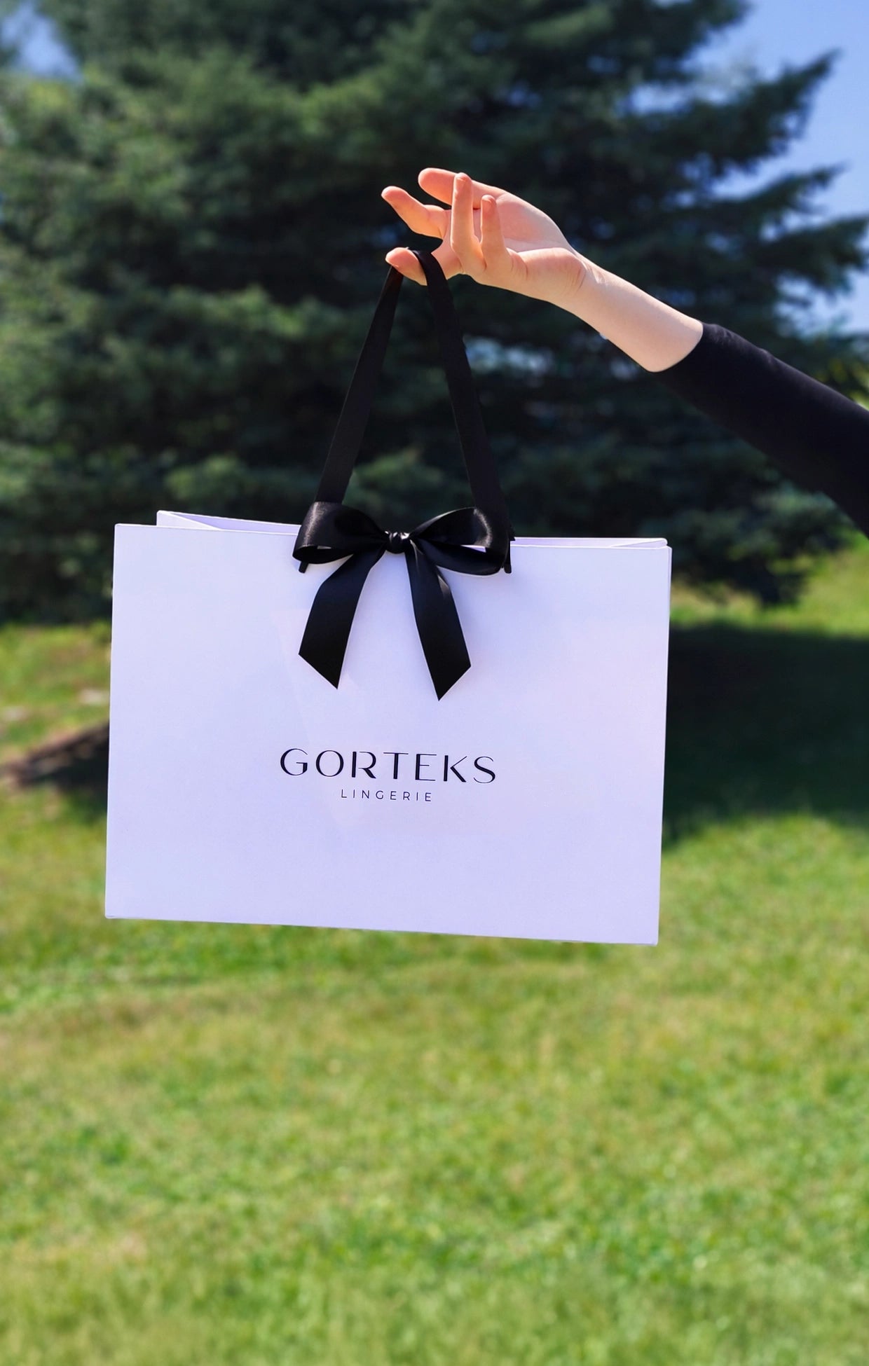 Decorative paper gift bag with ribbon (white) (Discount Group C) | Gorteks | MySalvio