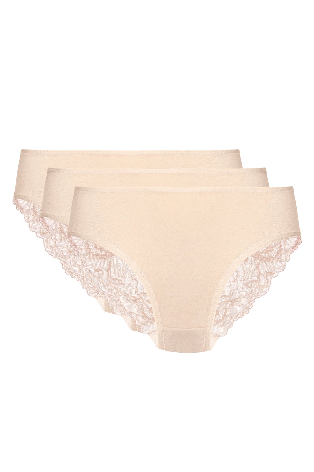 Eliza cotton briefs with lace back 3-pack (beige) (Discount Group A) | Gorteks | MySalvio