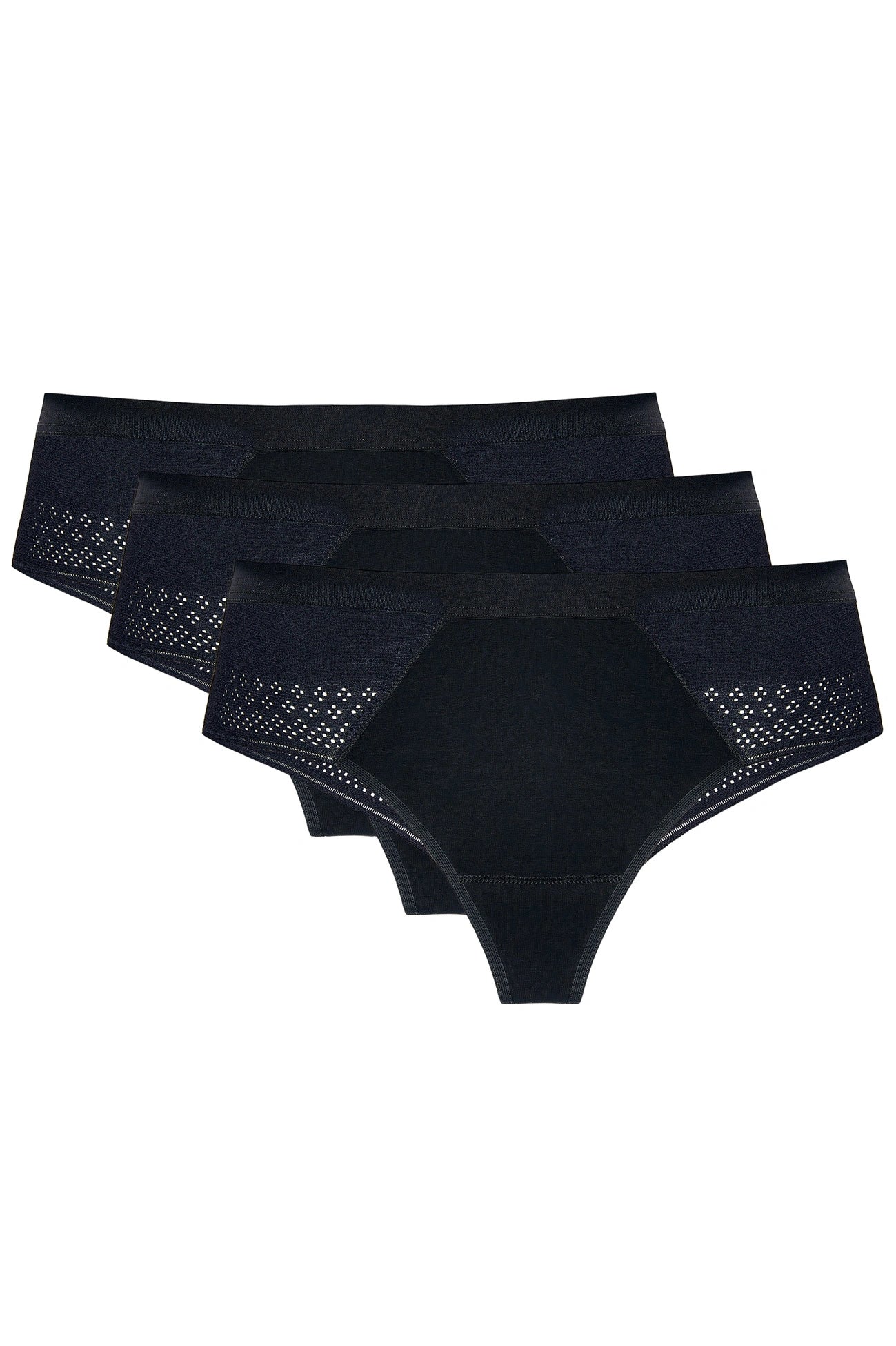 Olga Cotton Thong with Lace black (Discount Group A) (3-Pack) | Gorteks | MySalvio