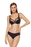 Fairy black semi-padded bra with decorative embroidery | Gorteks | MySalvio
